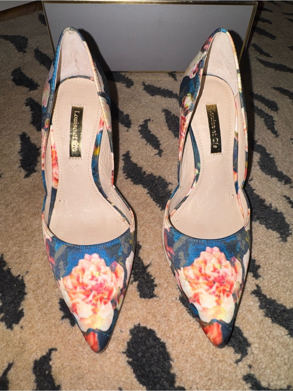 Louise et Cie Navy Floral Pointed D'Orsay Pumps